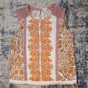 Anthropologie Tiny Sleeveless Boho Embroidered Lace Top – Size M